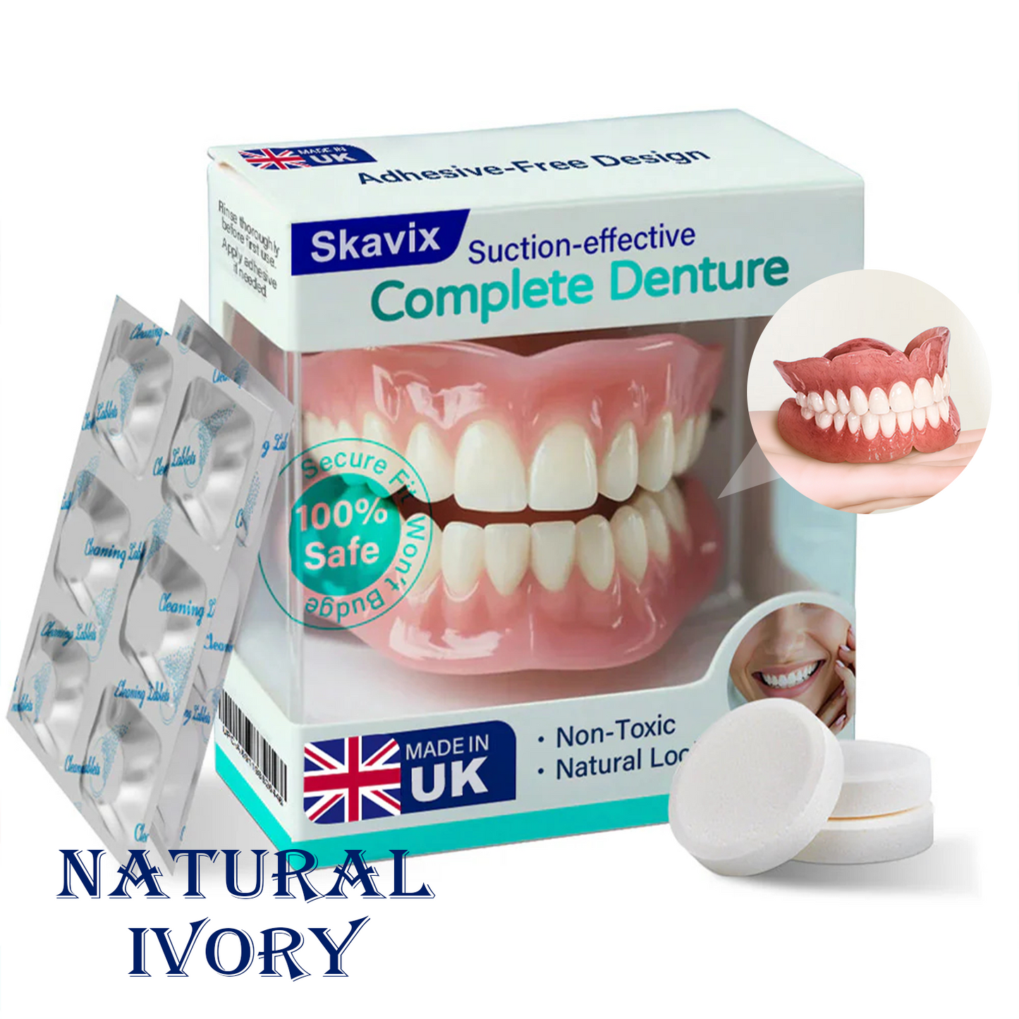 ✅ Made and Shipped from the UK| Skavix™ Suction-fit Complete Denture 🍀