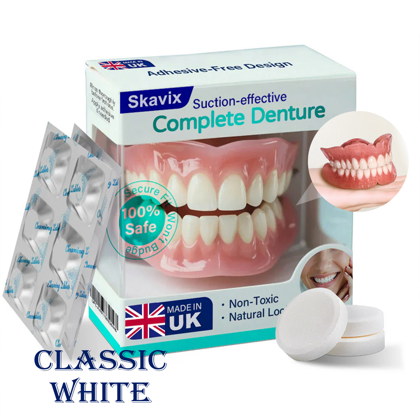✅ Made and Shipped from the UK| Skavix™ Suction-fit Complete Denture 🍀